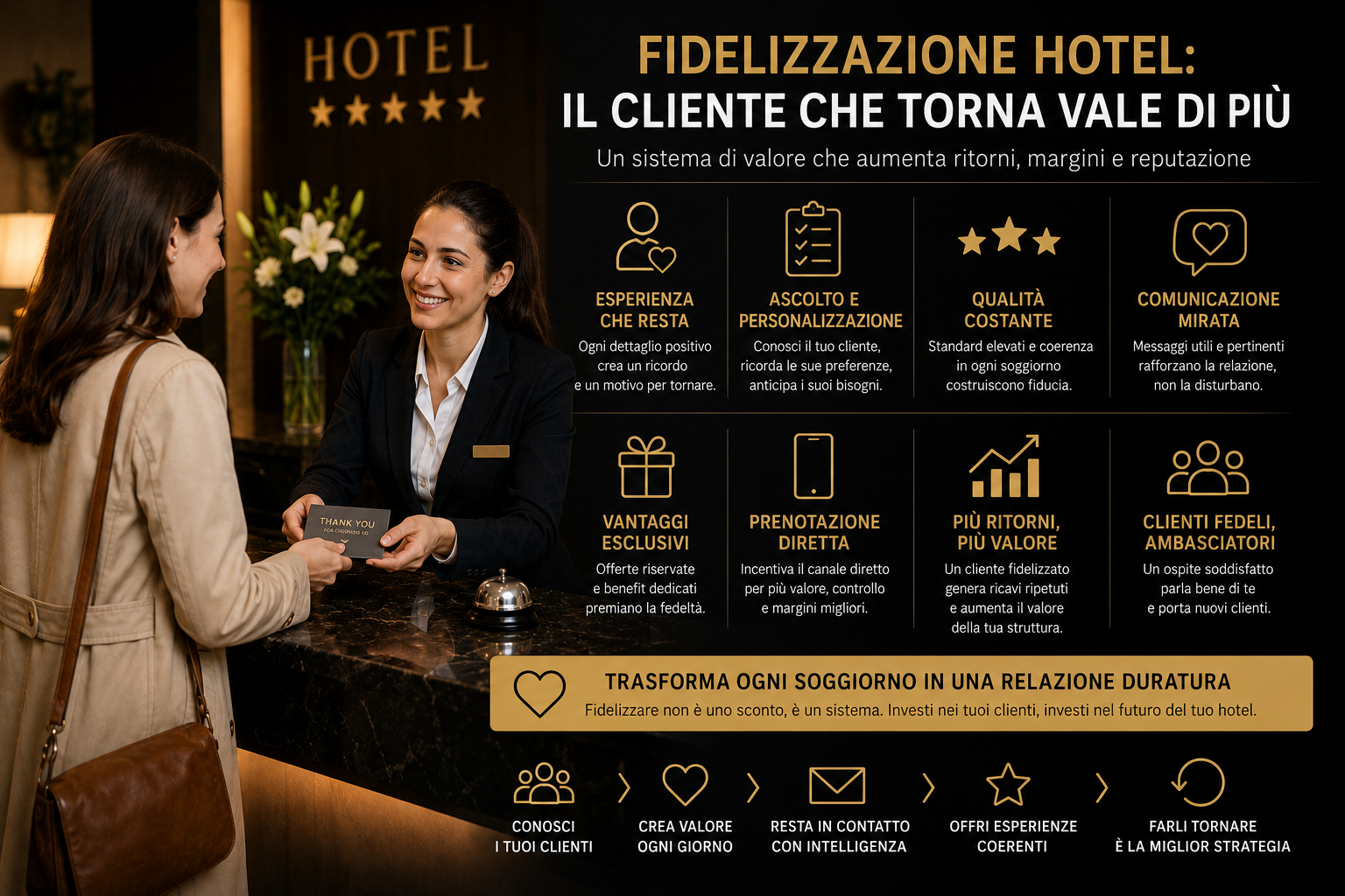 Fidelizzazione hotel: il cliente che torna vale più di una camera venduta una sola volta